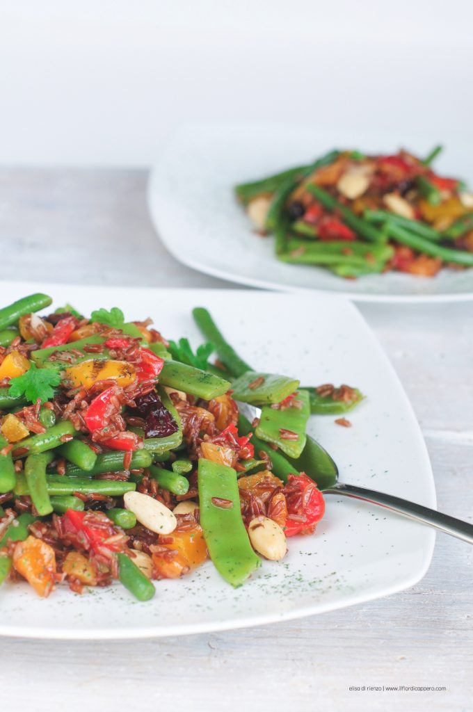 insalata di riso rosso e taccole