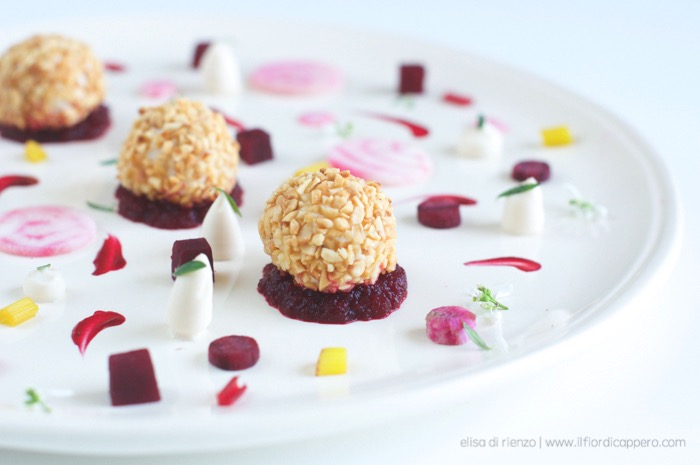 Rocher di formaggio Inalpi, nocciole e barbabietola