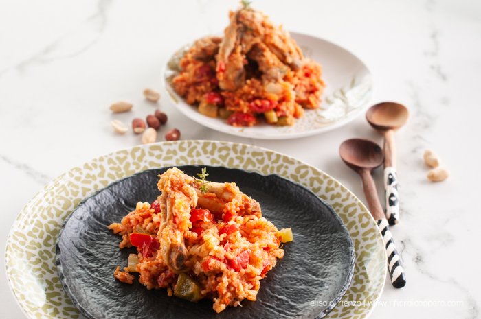 Red rice speziato con pollo stufato agli arachidi 5 red rice stufato di pollo
