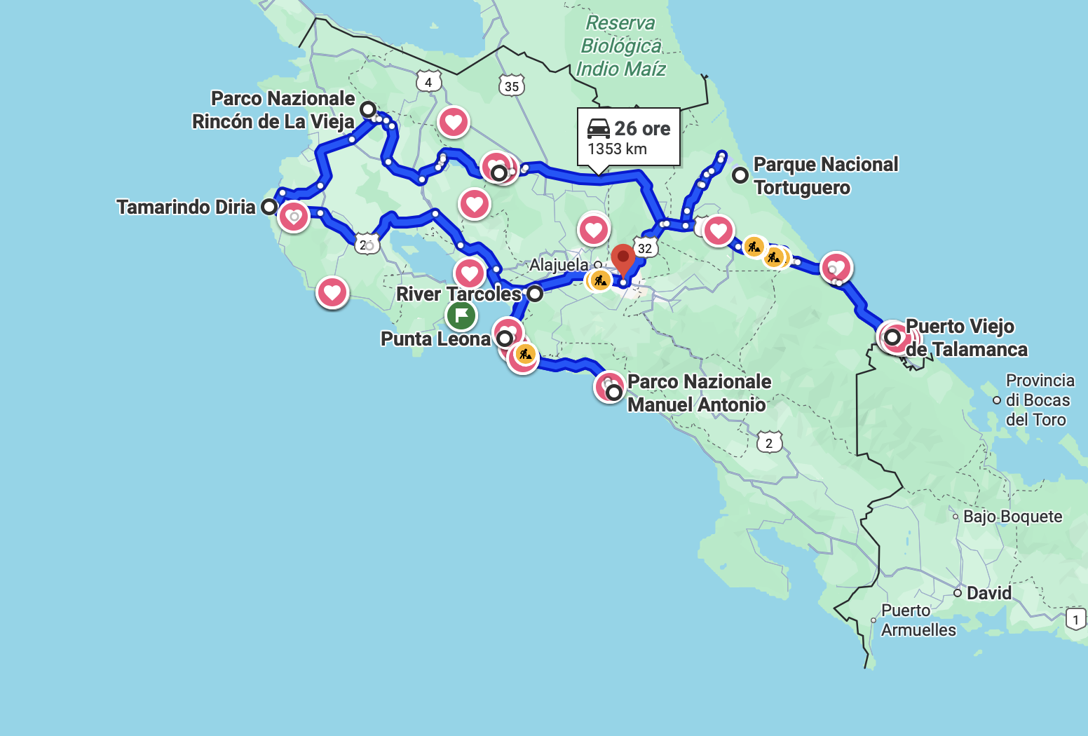 Costa Rica on the road, tra vulcani, oceani e foreste 8 mappa Costa Rica