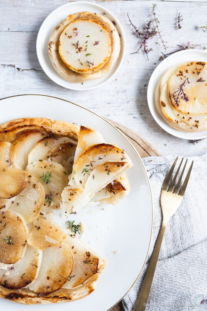Tarte tatin con rape bianche